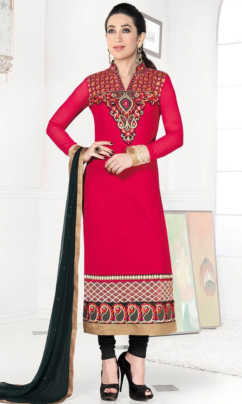 Karisma Kapoor Red Georgette Suit