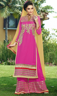 Pink Embroidered Georgette Suit with Bottom Work (Rolex 2 - 10042)